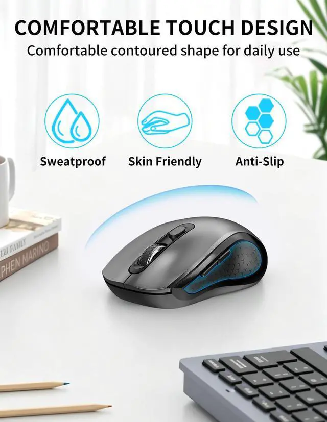 Alt view image 5 of 7 - Silent Wireless Ergonomic Computer Mouse for Laptop PC Chromebook Desktop