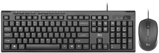 Main image of Wired Keyboard and Mouse Combo, RK907 USB Ultra-Slim Compact USB Wired Keyboard and Mouse Combo for Mac and PC,Windows 10/8 / 7 / Vista/XP (Black)