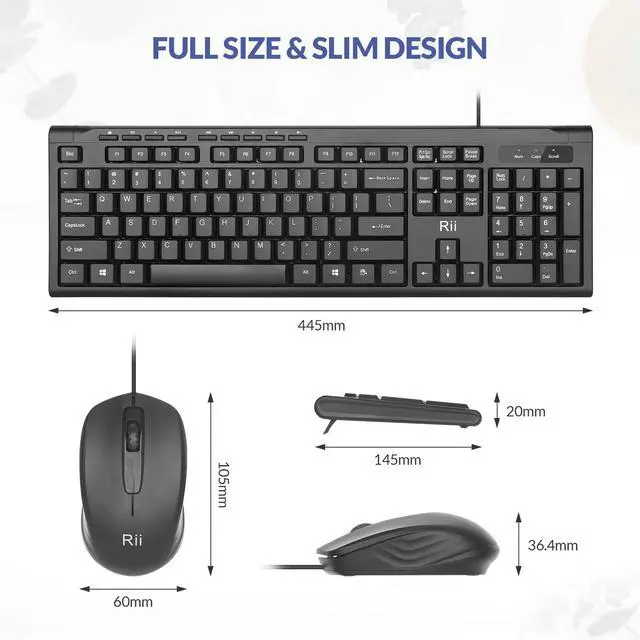 Alt view image 5 of 7 - Wired Keyboard and Mouse Combo, RK907 USB Ultra-Slim Compact USB Wired Keyboard and Mouse Combo for Mac and PC,Windows 10/8 / 7 / Vista/XP (Black)