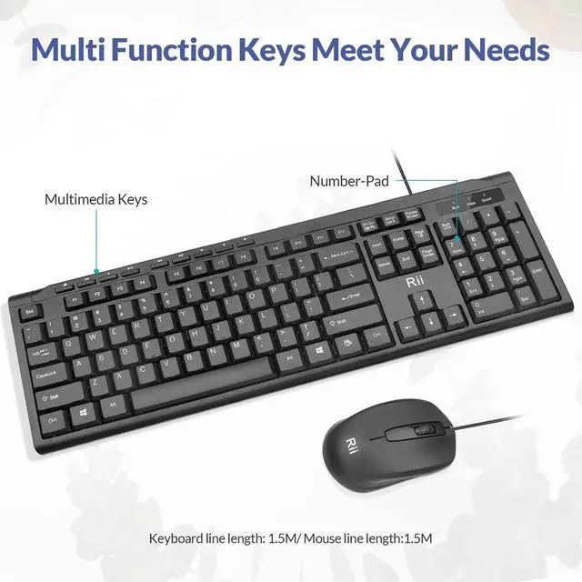 Alt view image 6 of 7 - Wired Keyboard and Mouse Combo, RK907 USB Ultra-Slim Compact USB Wired Keyboard and Mouse Combo for Mac and PC,Windows 10/8 / 7 / Vista/XP (Black)