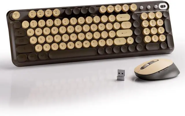 Main image of Wireless Keyboard and Mouse Combo, Full-Size 2.4G Set with Number Pad, Long Battery Life, Plug Play for Office and Student Use (Coffee)