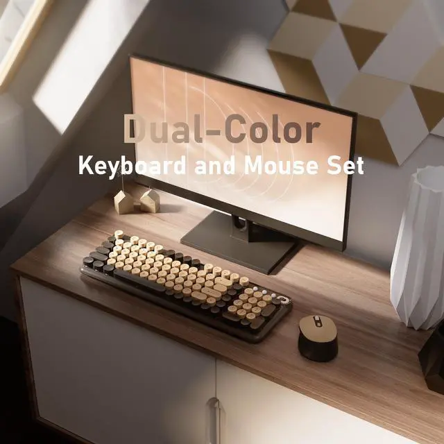 Alt view image 2 of 6 - Wireless Keyboard and Mouse Combo, Full-Size 2.4G Set with Number Pad, Long Battery Life, Plug Play for Office and Student Use (Coffee)