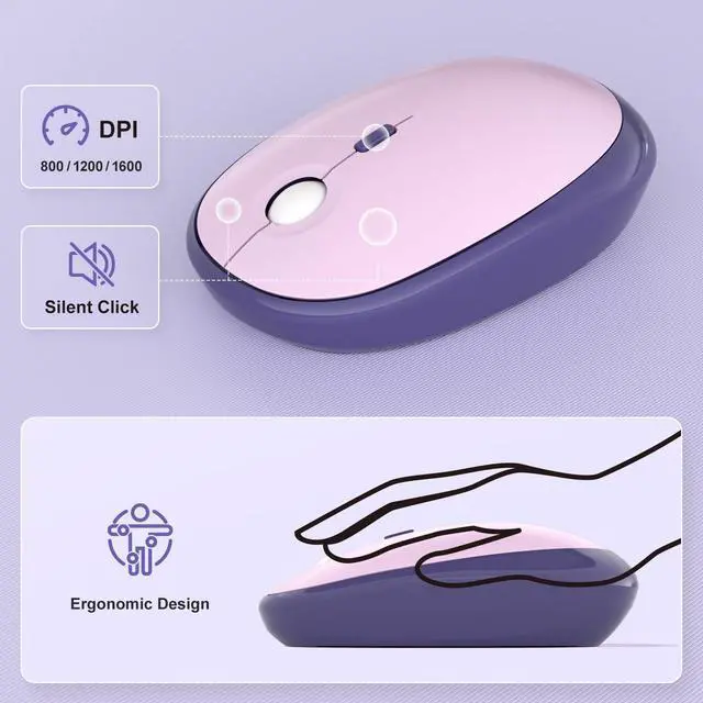 Alt view image 6 of 7 - Wireless Keyboard and Mouse Combo, Colorful Computer Full Size 2.4G Plug and Play Wireless Typewriter Keyboard and Mouse Set for Computer, Desktop, PC (Purple Gradient)