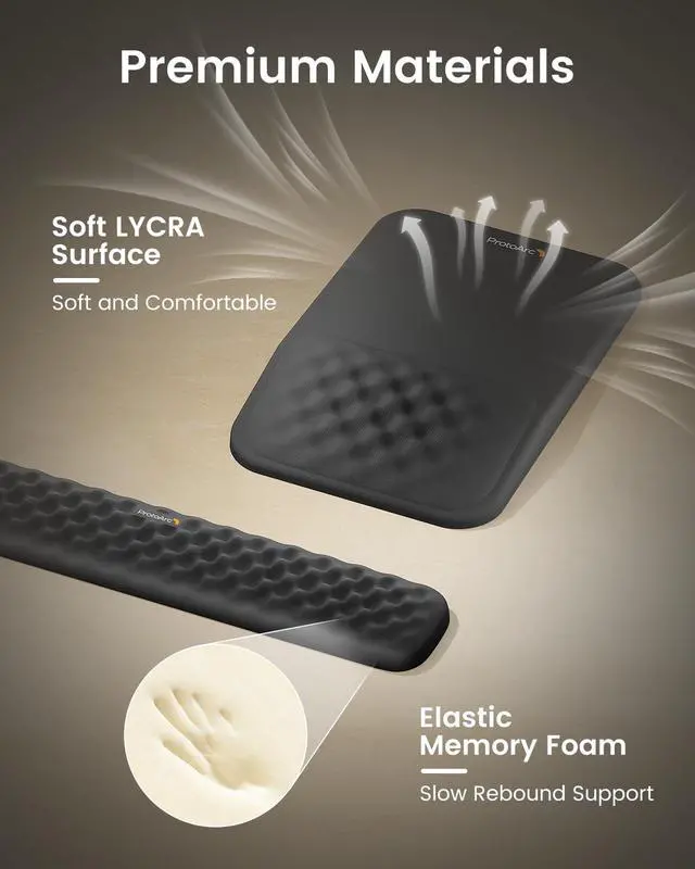 Alt view image 3 of 7 - KMP50 Ergonomic Mouse Pad Wrist Support and Wrist Rest for Computer Keyboard Set, Massage Design with Lycra Surface and Non-Slip PU Base for Pain Relief, Desk, Home, Office, Black