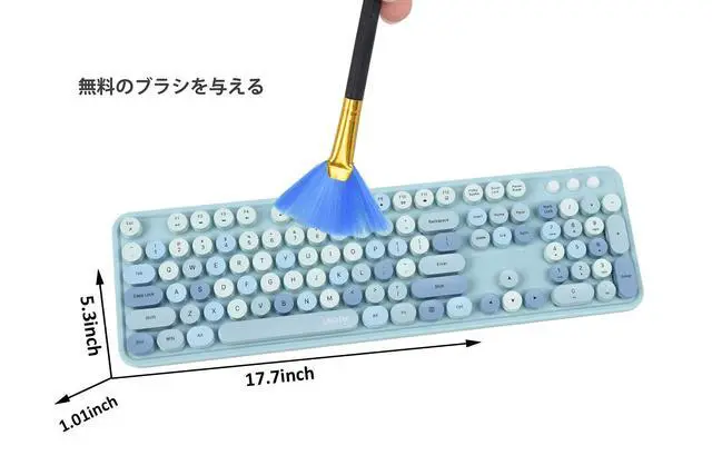Alt view image 3 of 7 - Colorful Wireless Keyboard and Mouse Combos, Retro Typewriter Floating Flexible Full-Sized Keys Computer Keyboard with Optical Mouse, 2.4GHz USB-A Connection for Windows Mac (Blue-Colorful)