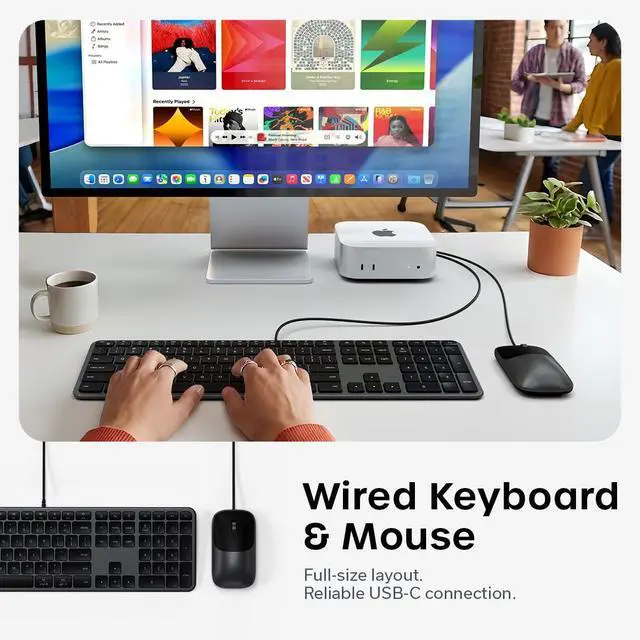 Alt view image 2 of 7 - Wired Keyboard and Mouse Combo, Slim CLX3 with USB-C Plug-and-Play Connectivity and Cross-Platform Compatibility, Designed for Desktop Workstations, Space Black
