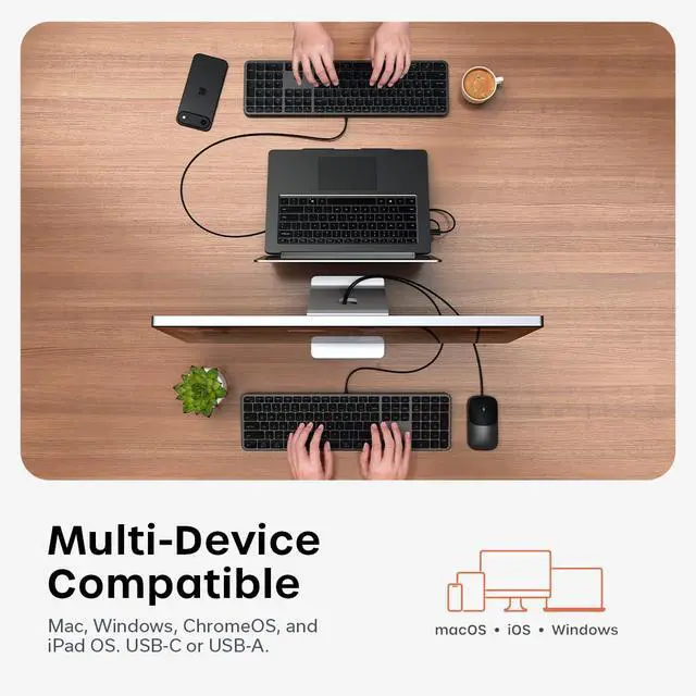 Alt view image 4 of 7 - Wired Keyboard and Mouse Combo, Slim CLX3 with USB-C Plug-and-Play Connectivity and Cross-Platform Compatibility, Designed for Desktop Workstations, Space Black
