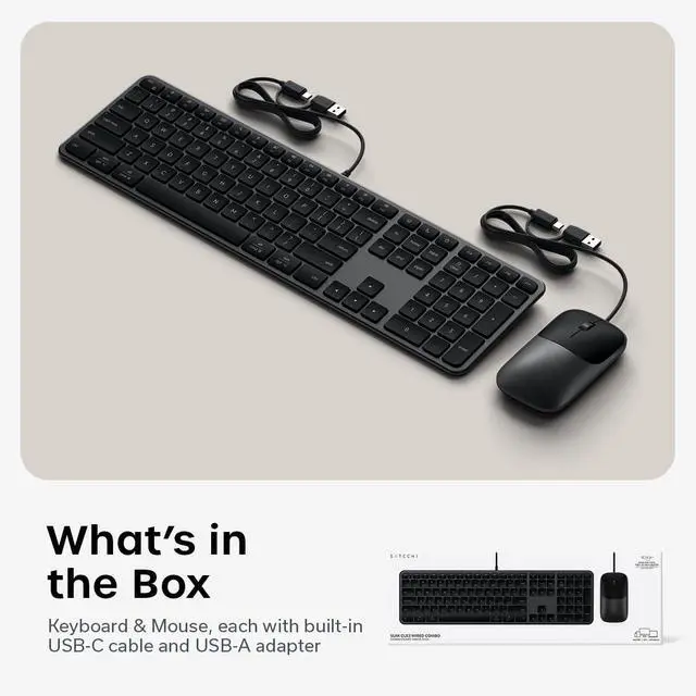 Alt view image 7 of 7 - Wired Keyboard and Mouse Combo, Slim CLX3 with USB-C Plug-and-Play Connectivity and Cross-Platform Compatibility, Designed for Desktop Workstations, Space Black