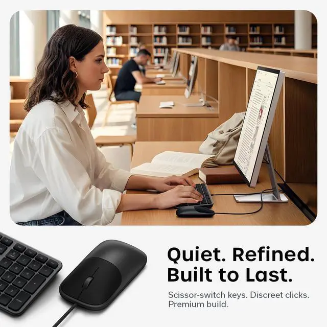 Alt view image 6 of 7 - Wired Keyboard and Mouse Combo, Slim CLX3 with USB-C Plug-and-Play Connectivity and Cross-Platform Compatibility, Designed for Desktop Workstations, Space Black