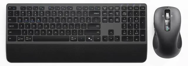 Main image of Wireless Keyboard and Mouse with Wrist Rest, Full Size Multi Device Keyboard and Mouse Combo, Bluetooth Keyboard and Mouse Combo for Laptop PC Mac, Work Keyboard and Mouse