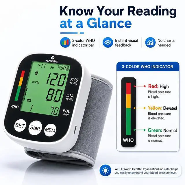 Alt view image 2 of 7 - FDA-Cleared Wrist Blood Pressure Monitor for Home Use