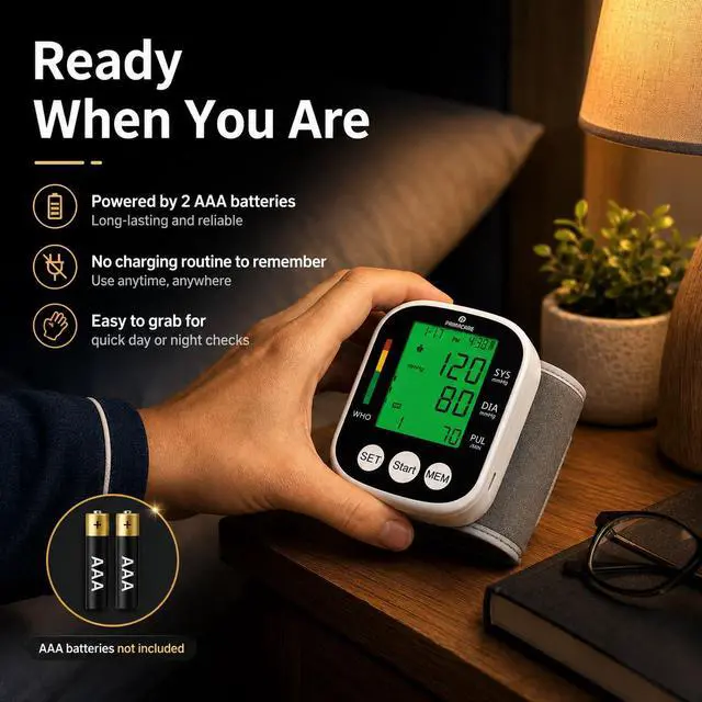 Alt view image 4 of 7 - FDA-Cleared Wrist Blood Pressure Monitor for Home Use