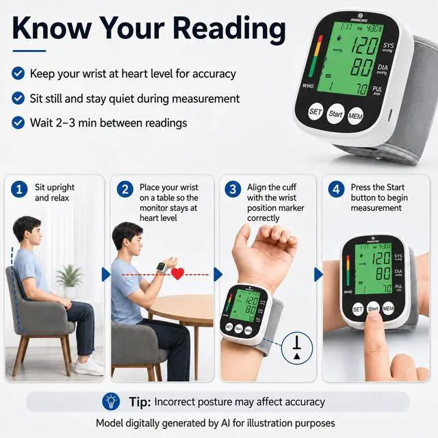 Alt view image 5 of 7 - FDA-Cleared Wrist Blood Pressure Monitor for Home Use