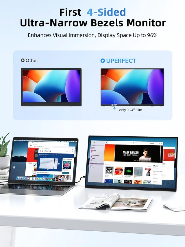 Alt view image 7 of 7 - Portable Monitor Touchscreen 15.6 Inch 125% sRGB Travel Monitor with Adjustable Stand, Speaker, VESA Mountable, USB-C HDMI Ultra-Slim Second Screen for Laptop MacBook Phone Game Console