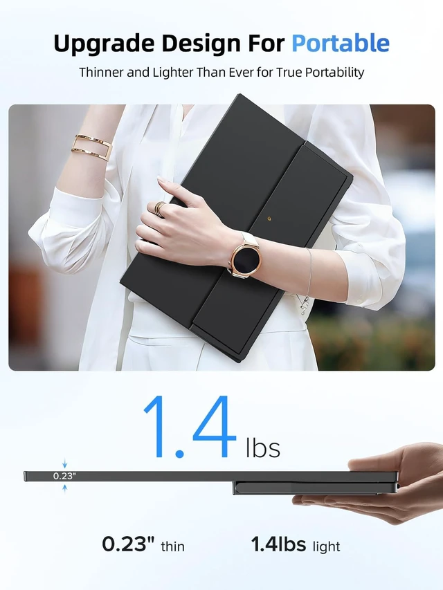 Alt view image 5 of 7 - Portable Monitor Touchscreen 15.6 Inch 125% sRGB Travel Monitor with Adjustable Stand, Speaker, VESA Mountable, USB-C HDMI Ultra-Slim Second Screen for Laptop MacBook Phone Game Console