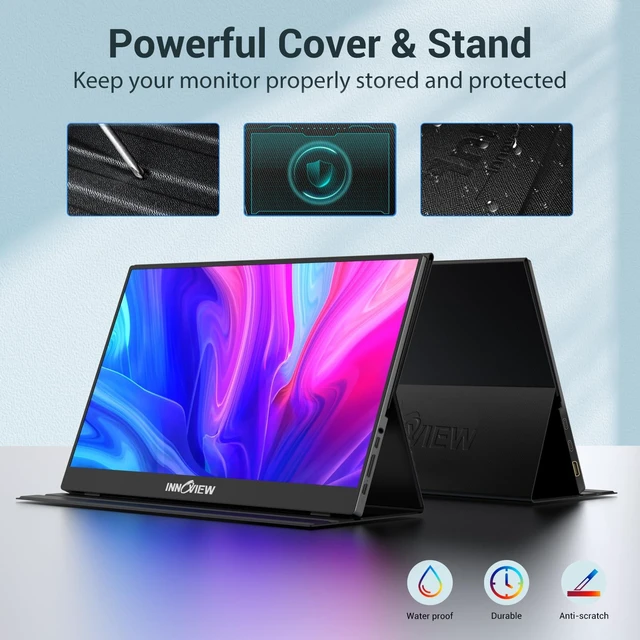 Alt view image 5 of 7 - Portable Monitor, 15.6 Inch FHD 1080P HDMI USB C Second External Monitor for Laptop, Desktop, MacBook, Phones, Tablet, PS5/4, Xbox, Switch, Built-in Speaker with Protective Case