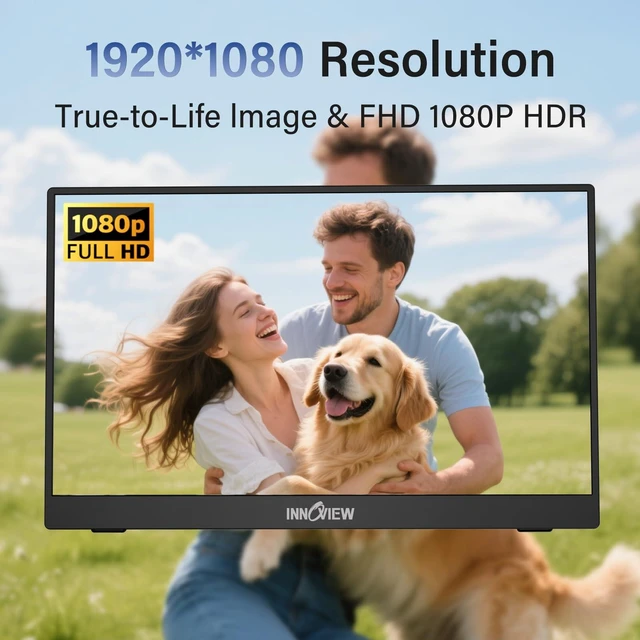 Alt view image 2 of 7 - Portable Monitor, 15.6 Inch FHD 1080P HDMI USB C Second External Monitor for Laptop, Desktop, MacBook, Phones, Tablet, PS5/4, Xbox, Switch, Built-in Speaker with Protective Case