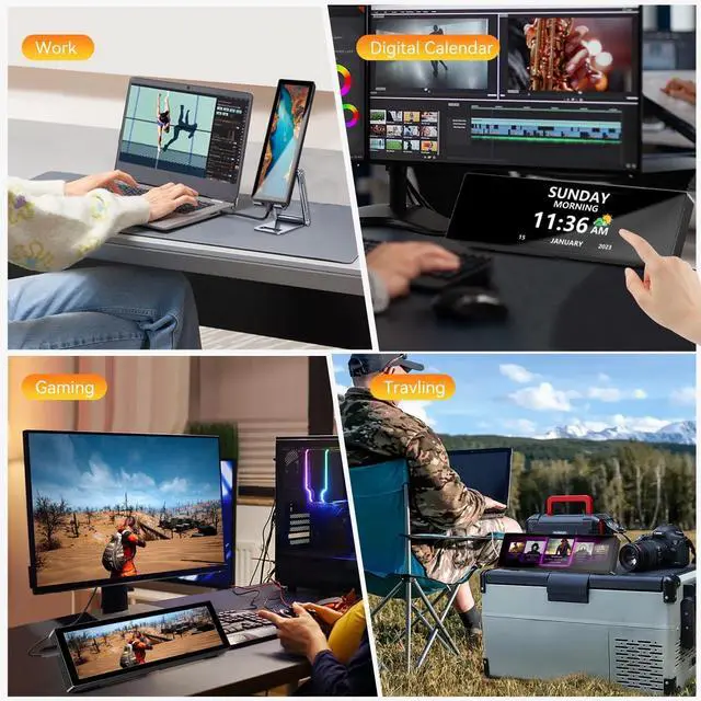 Alt view image 4 of 6 - Mini Monitor for PC, Upgraded 8.8 Inch Small Touchscreen Monitor 1920x480 Stretched Bar Monitor, Sensor Panel Temperature LCD Display, IPS USB Mini Screen for RPi, AIDA64 ARGB Computer Case