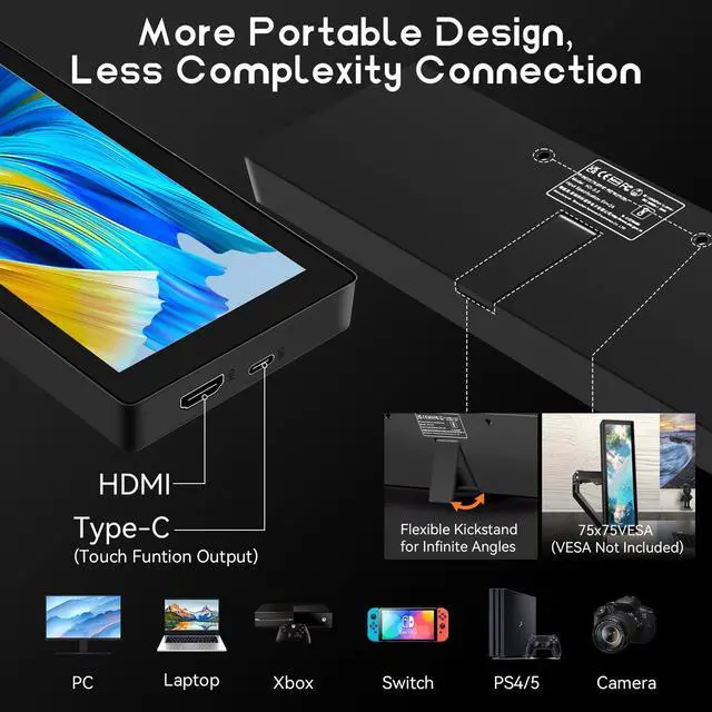 Alt view image 6 of 6 - Mini Monitor for PC, Upgraded 8.8 Inch Small Touchscreen Monitor 1920x480 Stretched Bar Monitor, Sensor Panel Temperature LCD Display, IPS USB Mini Screen for RPi, AIDA64 ARGB Computer Case