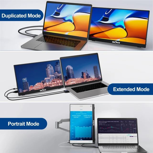 Alt view image 7 of 7 - Portable Monitor 15.6" 1080P for Laptop with Protective Sleeve, Built-in 90° Adjustable Stand USB C HDMI Ultra-Slim Portable Laptop Monitor for MacBook Phone PS Xbox Switch