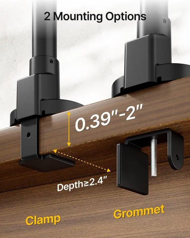 Alt view image 6 of 7 - Single Monitor Arm with Pole, Aluminum Heavy-Duty Height Adjustable Desk Stand for 1740 Ultrawide Computer Screens,Full Motions Arm Mechanical Spring Holds Up to 26.4lbs, VESA 75/100,Black