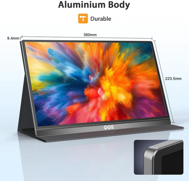 Alt view image 7 of 7 - Portable Monitor, 15.6" FHD 1080P USB C HDMI Travel Monitor for Laptop Plug & Play Ultra Slim Alloy Second External Monitor for Laptop PC Phone Mac, Built-in Speaker with Smart Cover