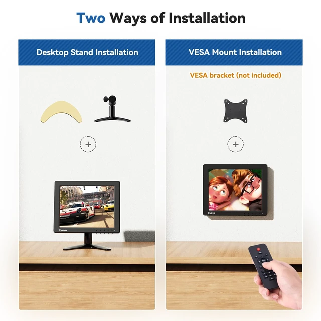 Alt view image 7 of 7 - 8 Inch Small Monitor, 1024x768 4:3 IPS Mini Security Camera Monitor HDMI VGA AV BNC Input, Built-in Speaker, Remote Control, Video Monitors for Retro Computer PC NVR CCTV Raspbery Pi