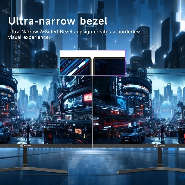 Alt view image 7 of 7 - 22 Inch Monitor 144Hz 120Hz, FHD 1080p Gaming Monitor, VESA Computer Monitor, 99% sRGB, 4000:1 Contrast, 3-Sided Frameless, Ultra Slim, LowBlue Mode, Tilt Adjust, HDMI, VGA