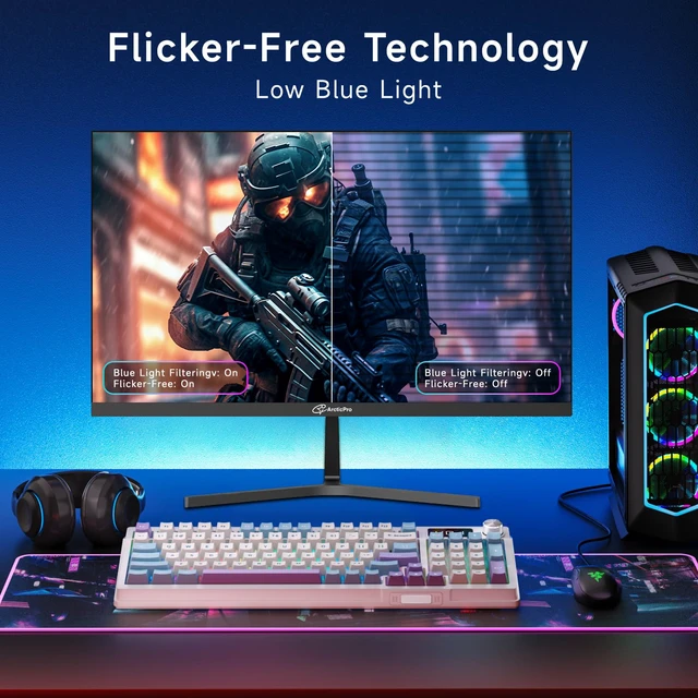 Alt view image 3 of 4 - 22 inch 120Hz Monitor, Full HD (1920 x 1080p) Computer Monitor, 99% sRGB, 4000:1 Contrast, 3-Sided Frameless, Ultra Slim, VESA, LowBlue Mode, Tilt Adjust, HDMI *1, VGA*1