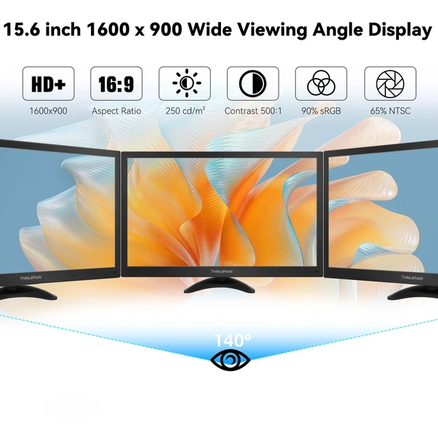 Alt view image 2 of 7 - 15.6 Inch Computer Monitor 1600x900 Small PC Monitor with HDMI VGA AV BNC USB Ports, 60Hz, 5Ms, VESA, Remote Control, Mini Display Built-in Speakers for Office Home