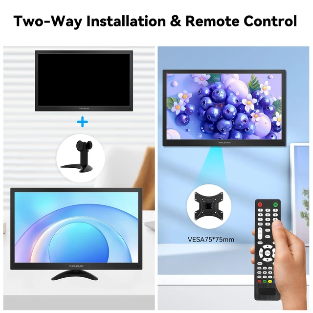 Alt view image 4 of 7 - 15.6 Inch Computer Monitor 1600x900 Small PC Monitor with HDMI VGA AV BNC USB Ports, 60Hz, 5Ms, VESA, Remote Control, Mini Display Built-in Speakers for Office Home