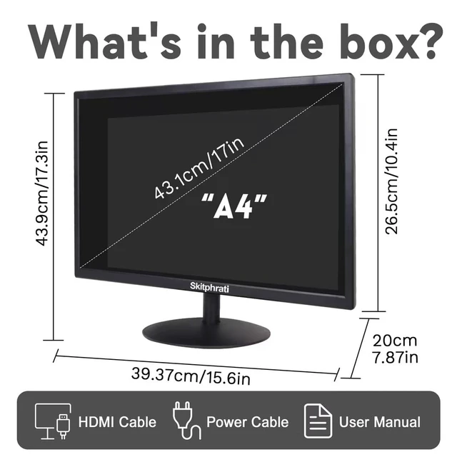 Alt view image 7 of 7 - 17 inch PC Monitor LED Monitor 1440x900, 75HZ, 5Ms, 16:10, Viewing Angle 95°(Horizontal),TN Panel, VESA Wall Mountable, VGA & HDMI Port, Black