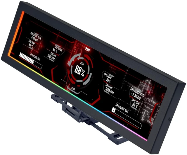 Main image of 8.8" Universal Screen for PC - Adjustable Mounting for Any Computer Setup - Customizable ARGB Frame - PC Temperature Display Panel - LCD Screen Display - Mini Monitor - SM088X (US88 v1 Black)