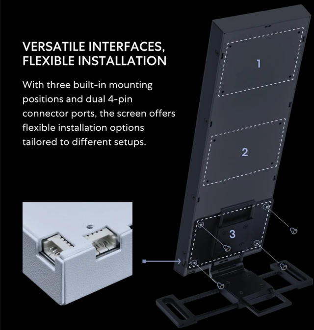 Alt view image 5 of 7 - 8.8" Universal Screen for PC - Adjustable Mounting for Any Computer Setup - Customizable ARGB Frame - PC Temperature Display Panel - LCD Screen Display - Mini Monitor - SM088W (US88 v1 White)