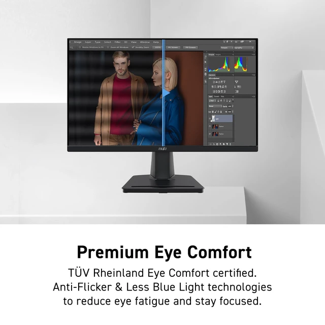 Alt view image 3 of 7 - PRO MP225V, 22-inch, 1920 x 1080 (FHD) Computer Monitor, 100Hz, Adaptive-Synch, HDMI, Video Port, Low Blue Light, Eye-Q Check, VESA Mountable, Tilt, 1ms, Black