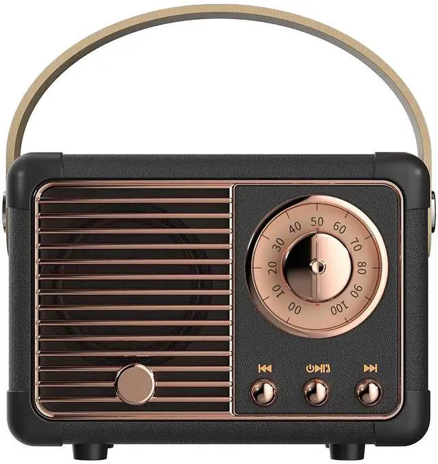 Main image of Retro Bluetooth Speaker, Vintage Decor, Wireless Portable Mini Bluetooth Speaker, Small Cute Old Fashion Style for Kitchen Desk Bedroom Home Office Party Outdoor Gift (Black)