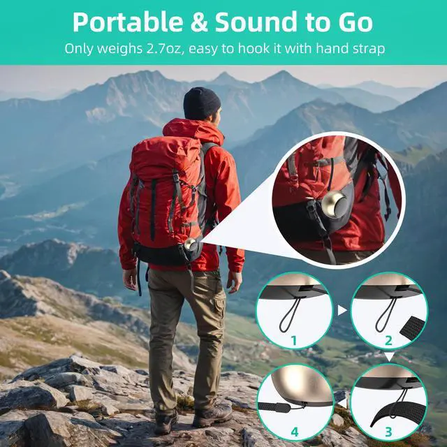 Alt view image 4 of 7 - 2Pack Portable Mini Speakers, Bluetooth Tiny Speakers,Wireless Micro Speaker for Phone/PC/Tablet, Rechargeable Battery, Built-in Microphone, Cute Mini Speaker with Strap to Carry, Gold