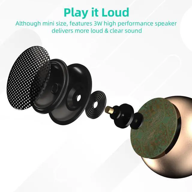 Alt view image 5 of 7 - 2Pack Portable Mini Speakers, Bluetooth Tiny Speakers,Wireless Micro Speaker for Phone/PC/Tablet, Rechargeable Battery, Built-in Microphone, Cute Mini Speaker with Strap to Carry, Gold