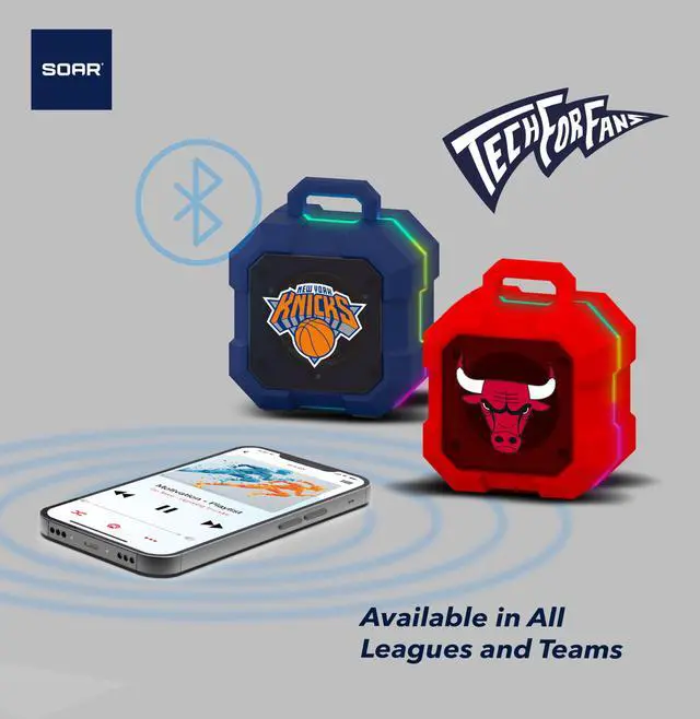 Alt view image 6 of 6 - NBA Shockbox LED Wireless Bluetooth Speaker - Water Resistant IPX4, 5.0 Bluetooth with Over 5 Hours of Play Time - Small Portable Speaker - Officially Licensed NBA, Perfect Home & Outdoor Speaker