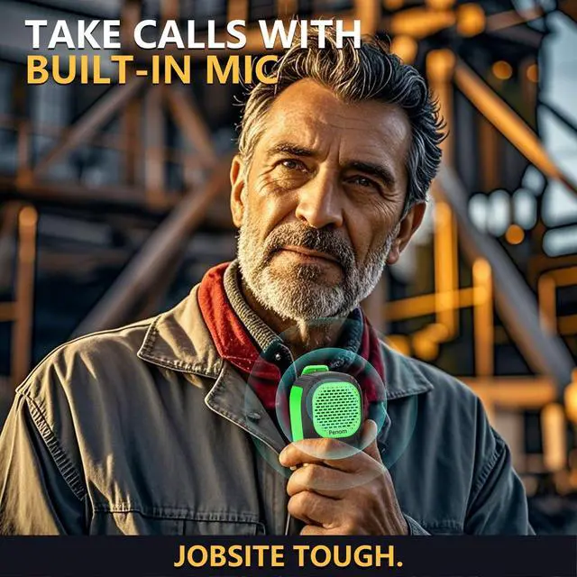 Alt view image 5 of 6 - Wearable Bluetooth Speaker,Clip on Wireless Jobsite Water-Resistant Portable Speaker, Built in Mic for Hands-Free/Call, Suitable for Indoor & Outdoor Use Update Version Green