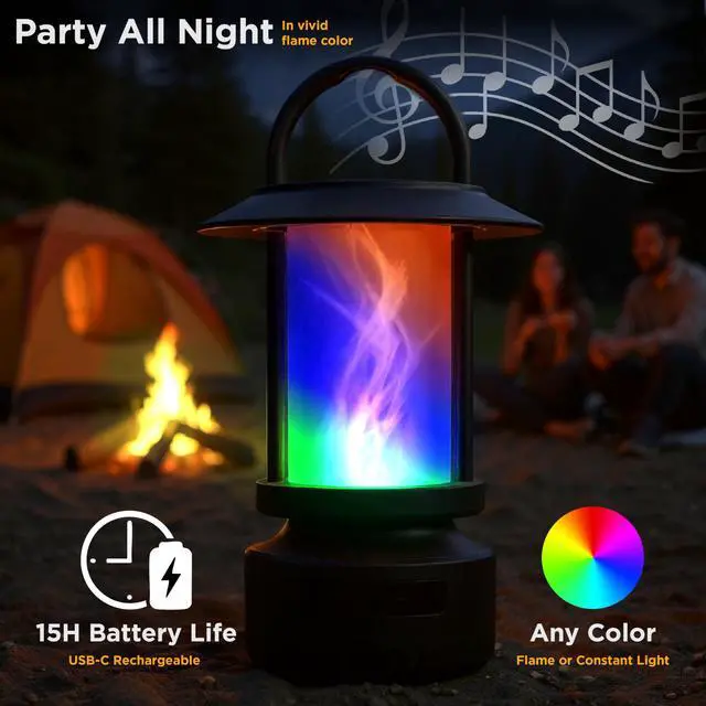 Alt view image 2 of 7 - Bluetooth Outdoor Speakers-Realistic LED Flame with 13Color Options, Powerful 5W Sound,Wireless Outdoor Speakers with Deep Bass for Parties,Camping,Tailgating & Home Ambience (1Pack)