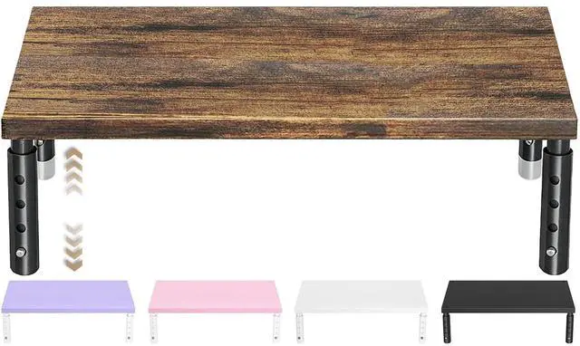 Main image of Adjustable Wood Computer Monitor Stand Riser, Office Desk Organizer and Accessories for Monitor, Laptop, PC, Printer, Office Desk Accessories Workspace Organizer for Home Office Supplies, Brown