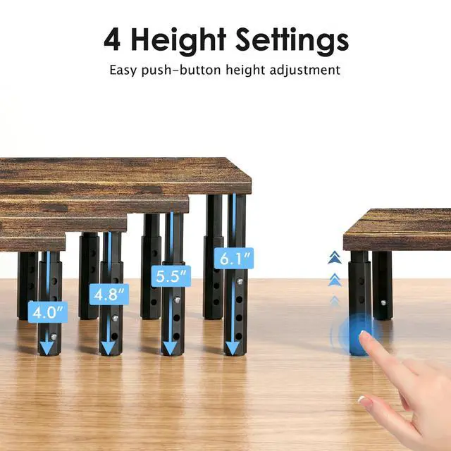 Alt view image 2 of 7 - Adjustable Wood Computer Monitor Stand Riser, Office Desk Organizer and Accessories for Monitor, Laptop, PC, Printer, Office Desk Accessories Workspace Organizer for Home Office Supplies, Brown