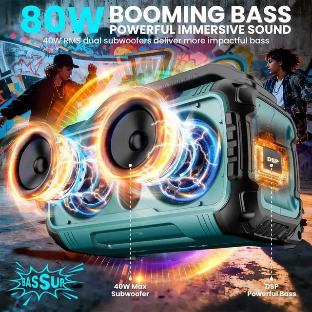 Alt view image 2 of 7 - Cordless Bluetooth Speaker for Makita 18V Batteries, 80W Portable Jobsite Stereo Speaker with Dual Speakers and USB Port, Suitable for Camping, Home, Jobsite and Parties(No Battery/Charger)