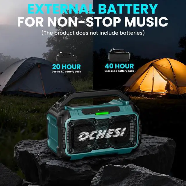 Alt view image 6 of 7 - Cordless Bluetooth Speaker for Makita 18V Batteries, 80W Portable Jobsite Stereo Speaker with Dual Speakers and USB Port, Suitable for Camping, Home, Jobsite and Parties(No Battery/Charger)