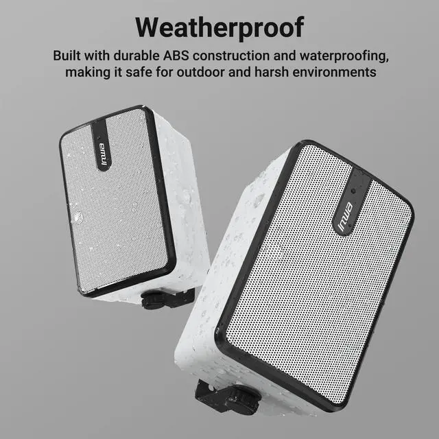 Alt view image 4 of 6 - Upgraded Bluetooth Outdoor Speakers, IPX5 Waterproof Wall Mount Speaker, Powerful Bass, Wireless Sync Up to 100 Speakers, Indoor/Outdoor Sound System for Patio/Porch/Gazebo/Garage(MZ-632, 2 PCS)