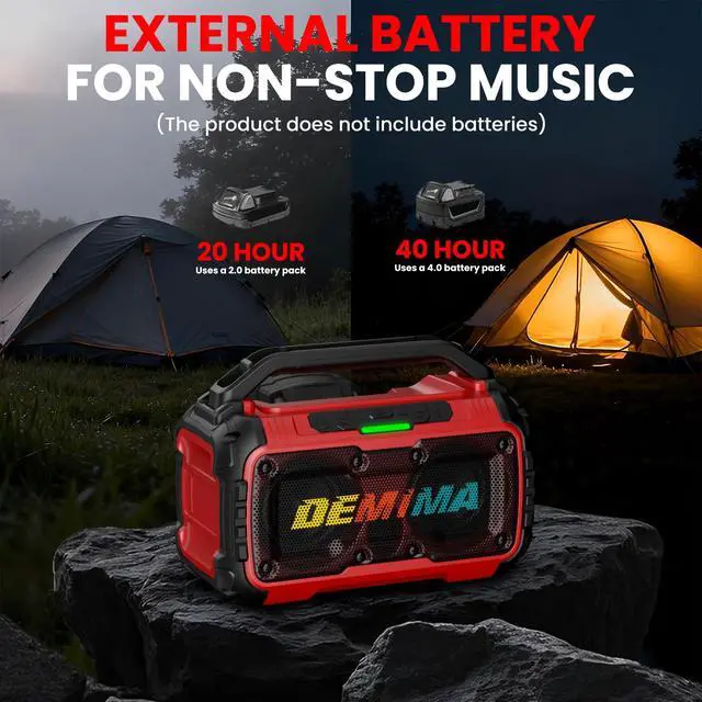 Alt view image 6 of 7 - Cordless Bluetooth Speaker for Milwaukee 18V Batteries, 80W Portable Jobsite Stereo Speaker with Dual Speakers and USB Port, Suitable for Camping, Home, Jobsite and Parties(No Battery/Charger)