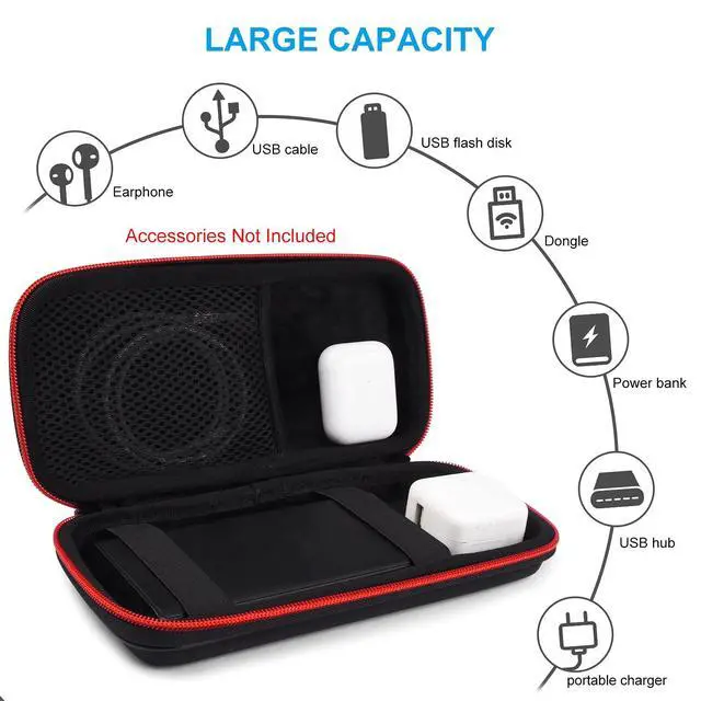 Alt view image 5 of 7 - Power Bank Hard Travel Case Medium Compatible RAV Power 26800/20100/20000mAh, Anker Power Core 26800mAh/ PowerCore +26800mAh, INIU 10000mAh and Miady 10000/15000mAh (Medium Black)