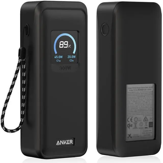 Main image of Compatible with Anker Prime Power Bank 26,250Mah 300W Case Cover, Soft Silicone Shockproof Protective Case for Anker 300W Prime Power Bank with Anti-Lost Strap, LCD Display Visible (Black)
