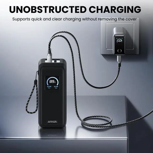 Alt view image 5 of 7 - Compatible with Anker Prime Power Bank 26,250Mah 300W Case Cover, Soft Silicone Shockproof Protective Case for Anker 300W Prime Power Bank with Anti-Lost Strap, LCD Display Visible (Black)
